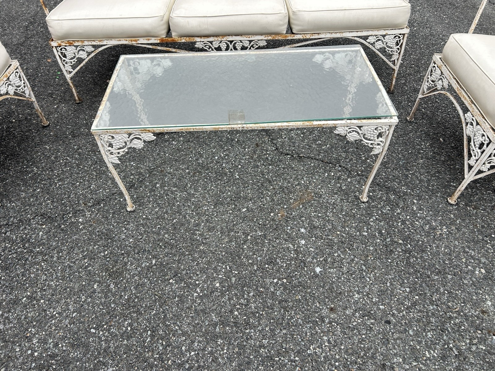 Vintage Meadowcraft Conversation Set Bench, Table & 2 Oversized Chairs ~