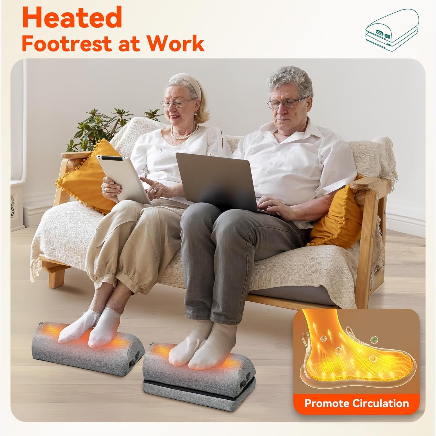 Snailax Heated Foot Rest Under Desk at Work, Desk Foot Stool with Heat & Vibrati