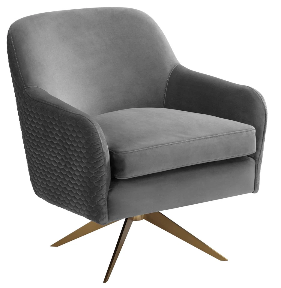 Silla giratoria Ames acolchada gris terciopelo Foto 2 de 4