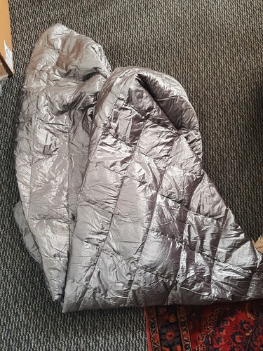Blue Ridge Down Quilted Blanket Camping Packable Throw 60 X 70 silver/Gray