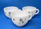 Vintage MCM Lot Milk Glass Atomic Flower Tea Coffee Cups Set of 3