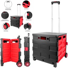 Large 40kg Folding Cart Shopping Trolley Rolling Car Boot Storage Box Luggage
