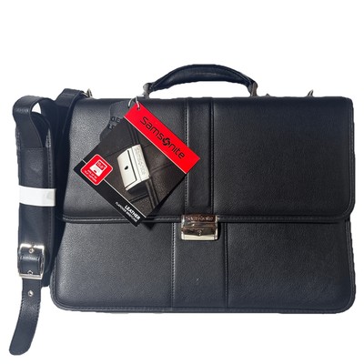 Samsonite Briefcase Leather Flapover Portfolio Shoulder 43970-1041 Laptop Case