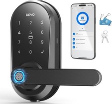 Devo Smart Door Lock with Handle for Front Door Smart Deadbolt Fingerprint Wi-Fi