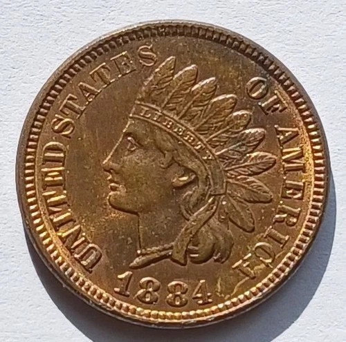 1884 Indian Head Cent Ch BU RB, Nice Grade Penny 1C coin