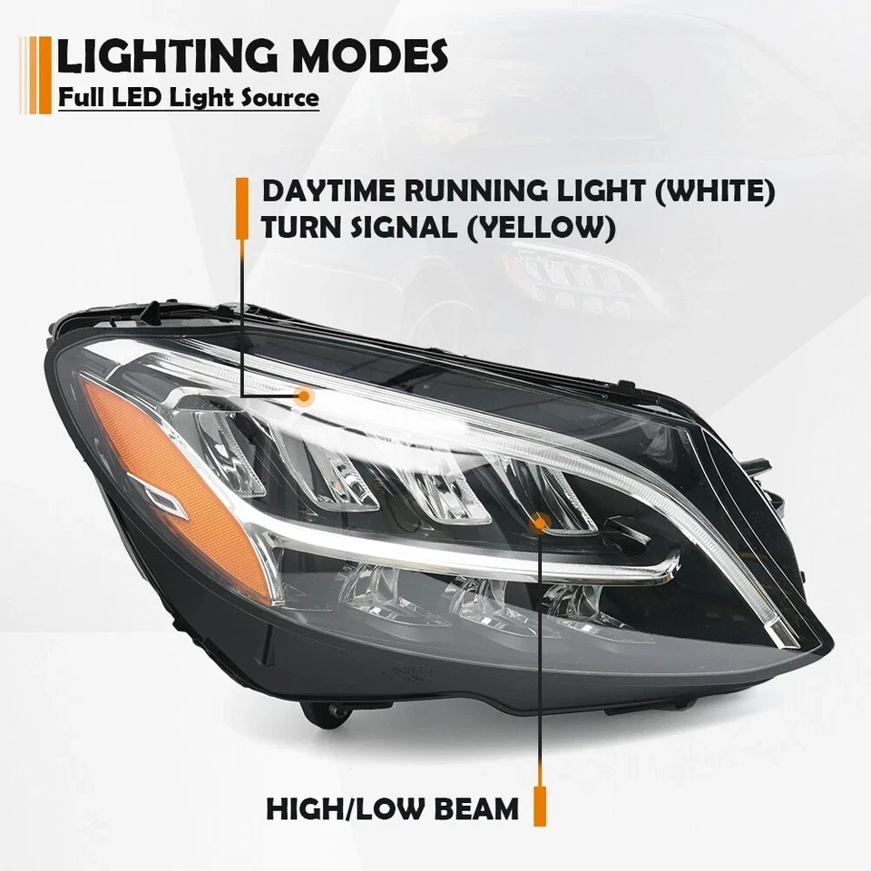 Faro derecho del pasajero para Mercedes Benz C300 C43 C63 AMG 2019-2021 LED Foto 4 de 4