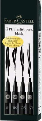 Faber-Castell 167139 - Tuschestift Pitt artist pen 4er Packung: 1.5, SC, SB, B,