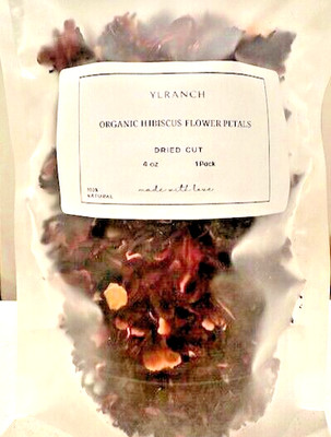 Hibiscus Flower Organic Petals Dried Cut / Farm Fresh Packed USA Free Ship