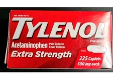 Lot Of 2 TYLENOL Extra Strength Pain Reliever Caplets  500mg 225 Caplets Exp9/28