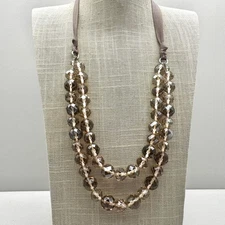 Necklace Beaded Adjustable Tie Ribbon Double Stranded Crafty Elegant 24 Inch