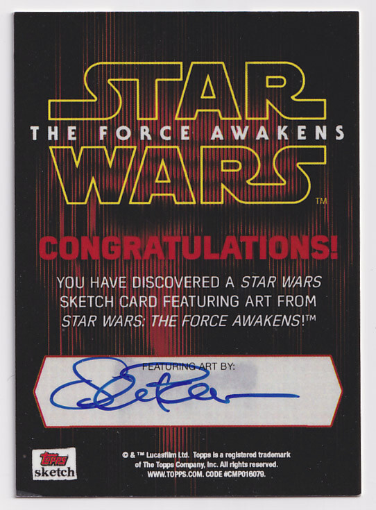 Topps Star Wars The Force Awakens Sketch Card Rey Sean Pence