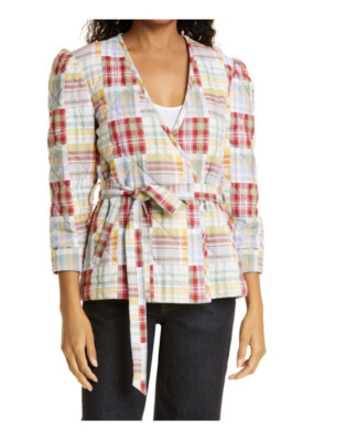 *NWT* Cinq à Sept Triss Quilted Organic Cotton Wrap Jacket In Meadow, Size S