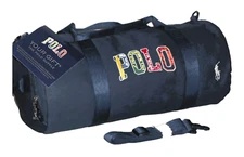 Polo Ralph Lauren Unisex Multicolored Logo Patch Duffle Outer Side Pocket Navy