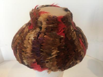 Hat Vtg 1950s Pheasant Feather Bucket Flower Pot Hat Custom  display picture 1