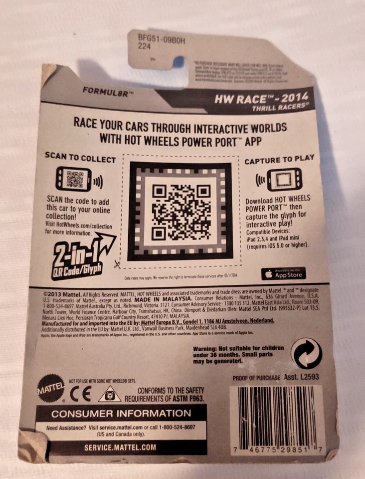 Hot Wheels #153 HW Race-Thrill Racers 2014 FORMUL8R variante amarilla con Pr5Sp negro Foto 3 de 4