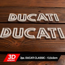 Adesivi DUCATI 3D classic (COPPIA) - logo serbatoio stickers rilevo - bianco