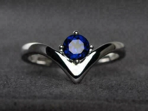 2Ct Round Lab-Created Sapphire Wave Shape Wedding Ring 14K White Gold Plated