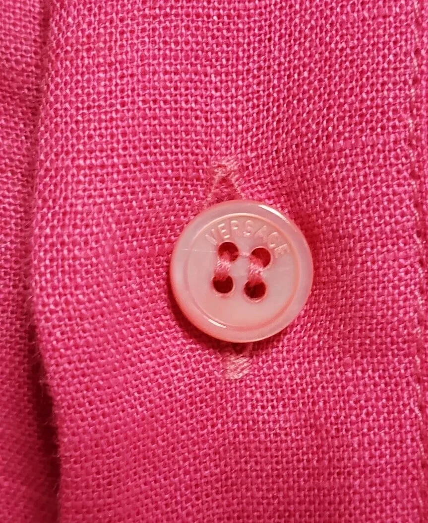 Camicia di lino rosa S S 2012 Look #31 Versace Runway per uomo 39 M (15 1 2")