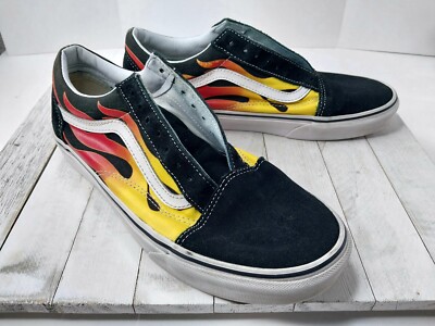 Vans   Old Skool Flame Striped Canvas Skate Sneakers Shoe ~ Size 9M/10.5W 