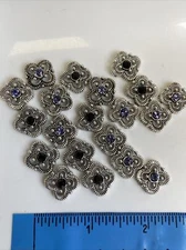 Swarovski Crystal Metal Sliders Spacer Beads Multicolor 20 Pieces Square Flower