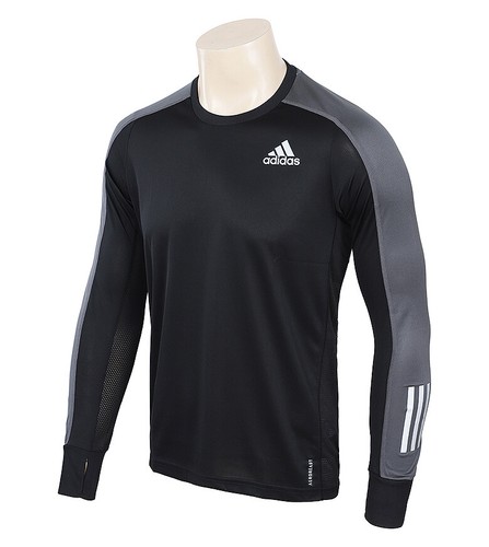 Adidas Own the Run Long-Sleeve Tee Men's Training Top Black FS9812 | eBay