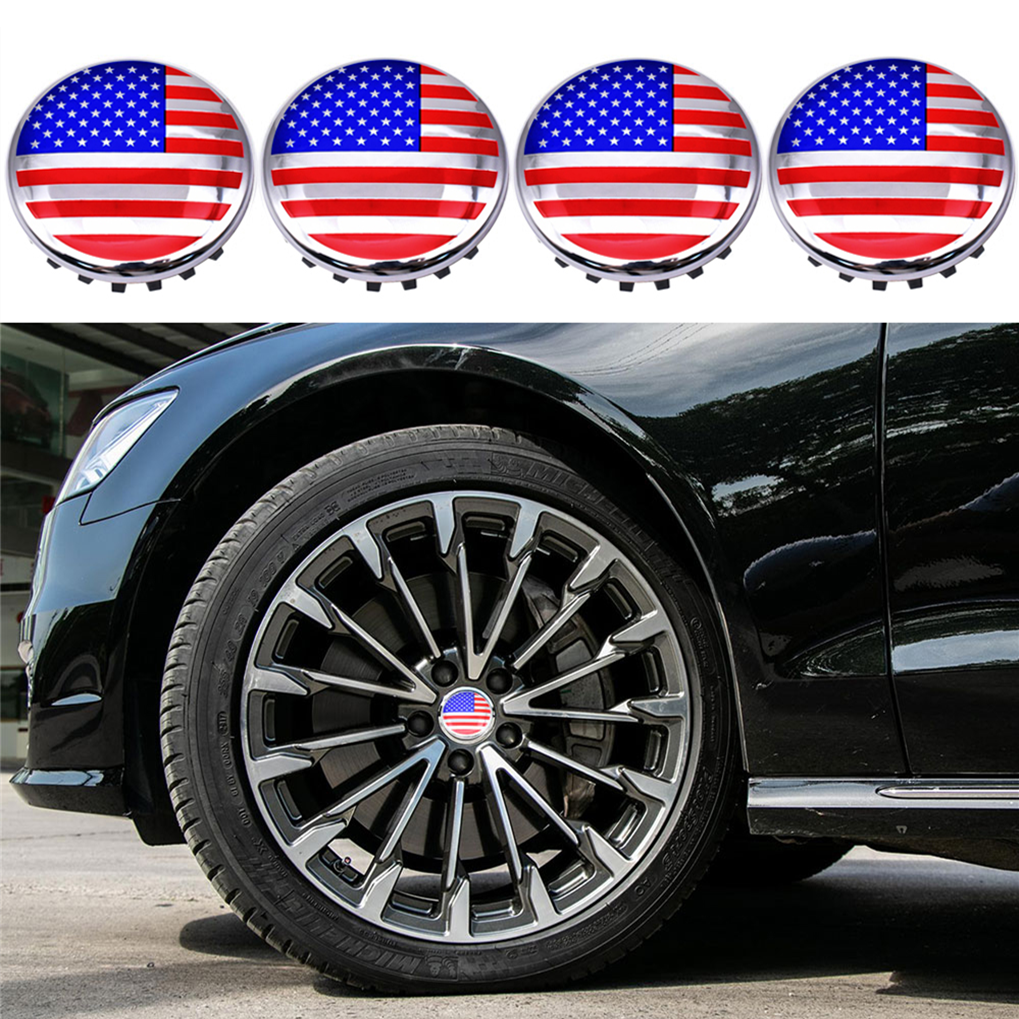4 US Flag Wheel Center Caps for Chevy Silverado Suburban Tahoe 83mm