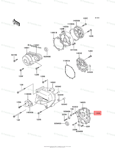 Kawasaki Transmission Gasket 11060-1069 – Fits KZ1000, GPz, ZX1100, LTD ZN1100