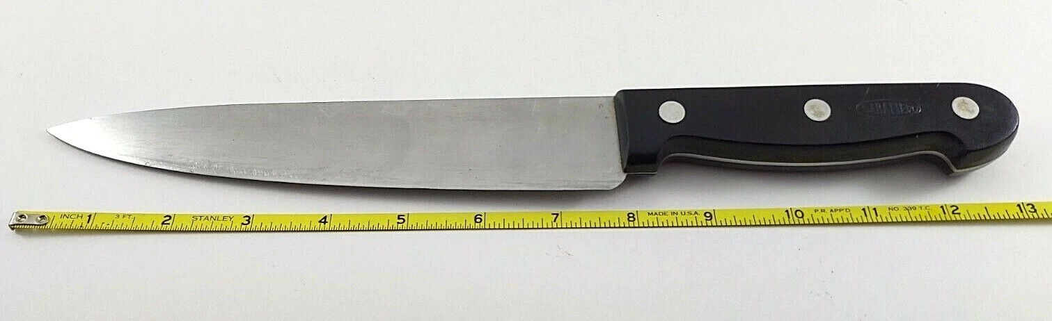 Vintage Sabatier Professional Chef Knife 8", Knife Block 6-Slot, Sharpening Rod