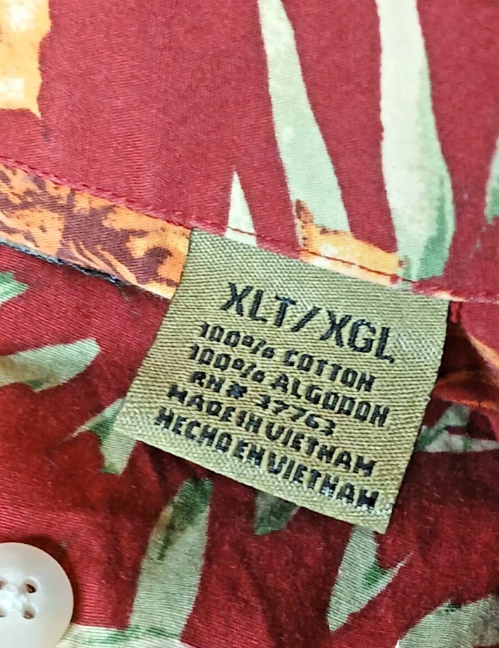 Natural Issue Mens XLT Shirt Red Yellow Floral Hawaiian Short Sleeve 100% Cotton - Image 4 of 4