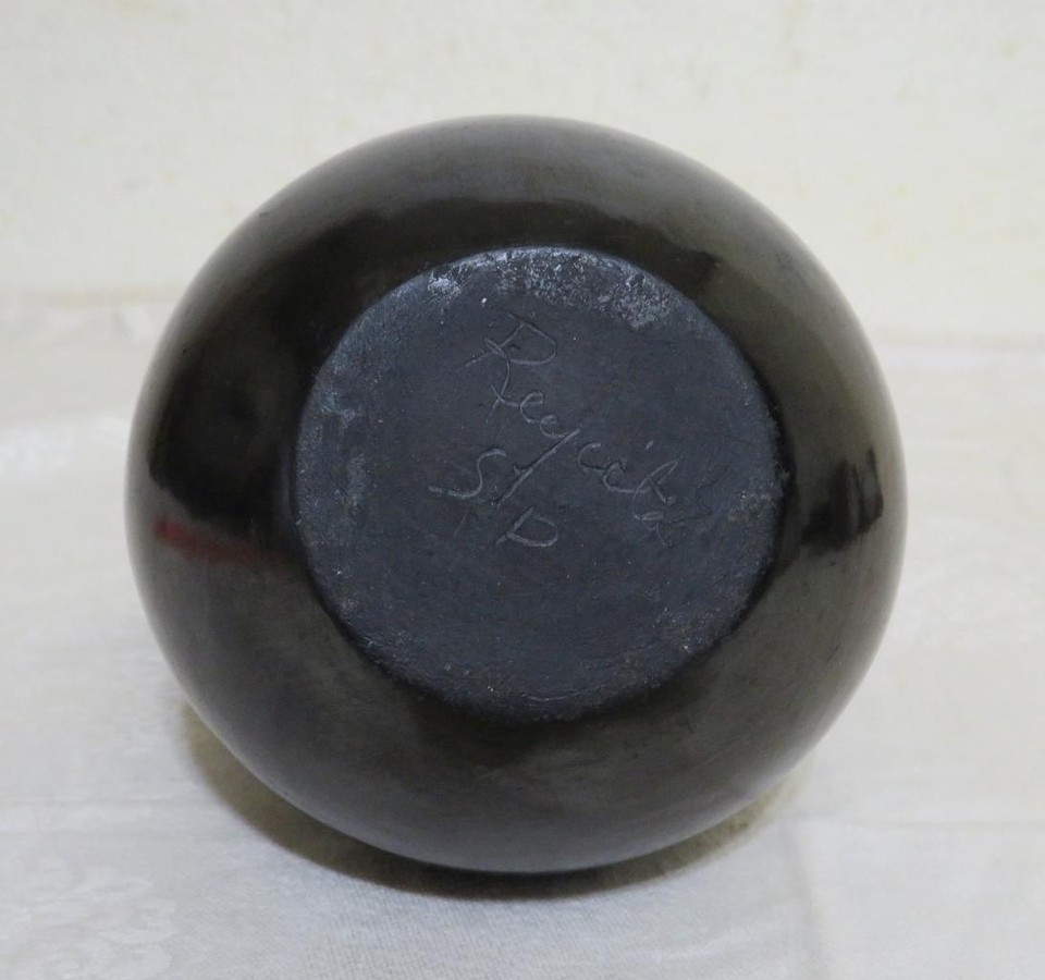 Reycita S. Padilla Santa Clara Pueblo Black Pottery Wedding Vase Jug