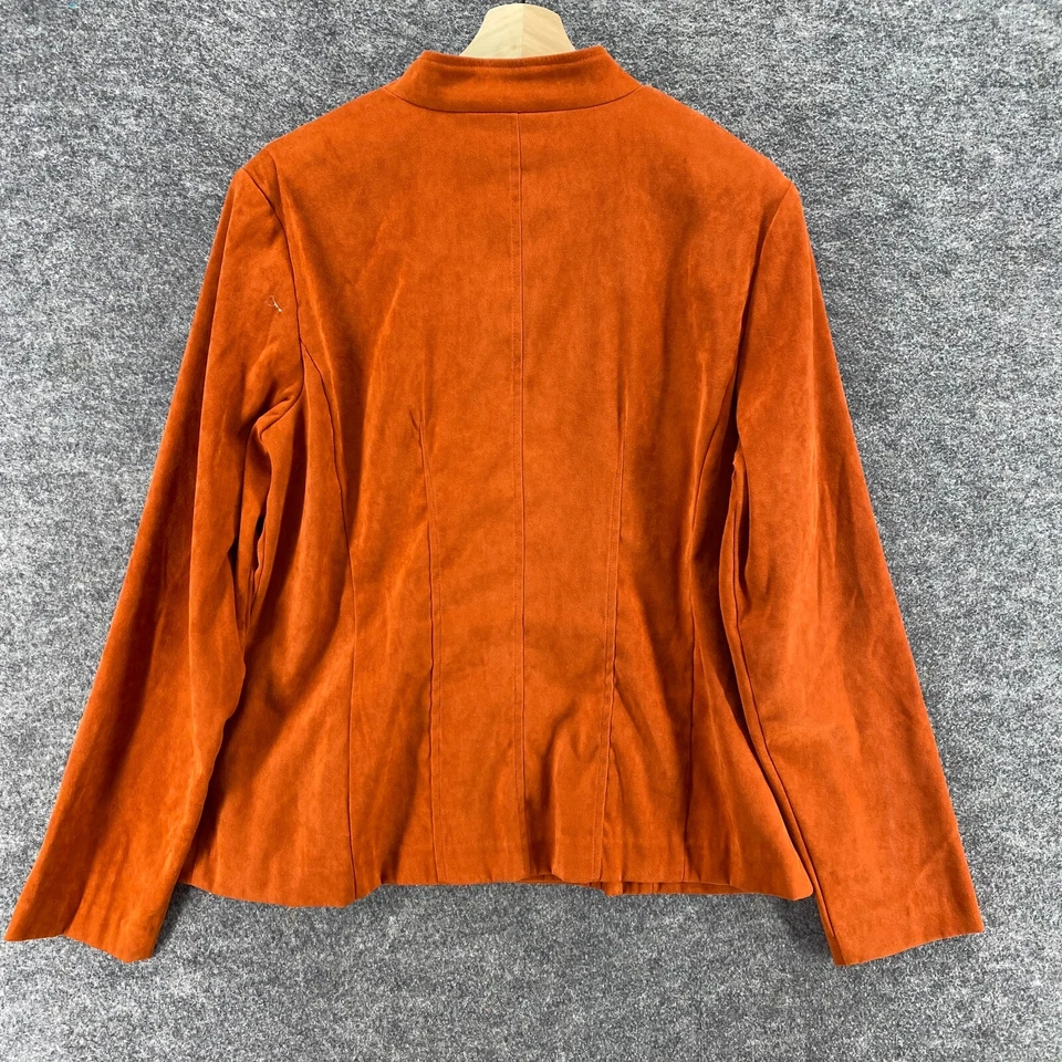 Chaqueta Dressbarn Mujer L Grande Naranja Cremallera Completa Cuello en V Manga Larga Informal Sólida Foto 2 de 4