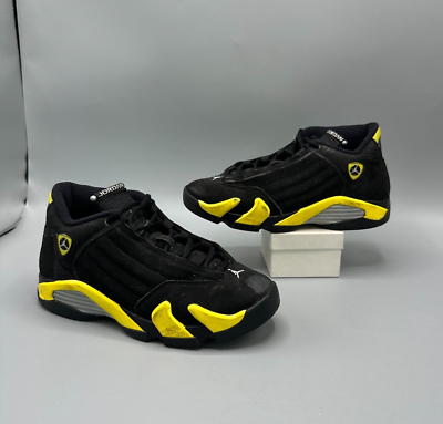 Jordan 14 ブラック/イエロー バスケットシューズ Jordan 14 Retro Thunder Size 5Y Black Yellow 487524-070 GS Youth