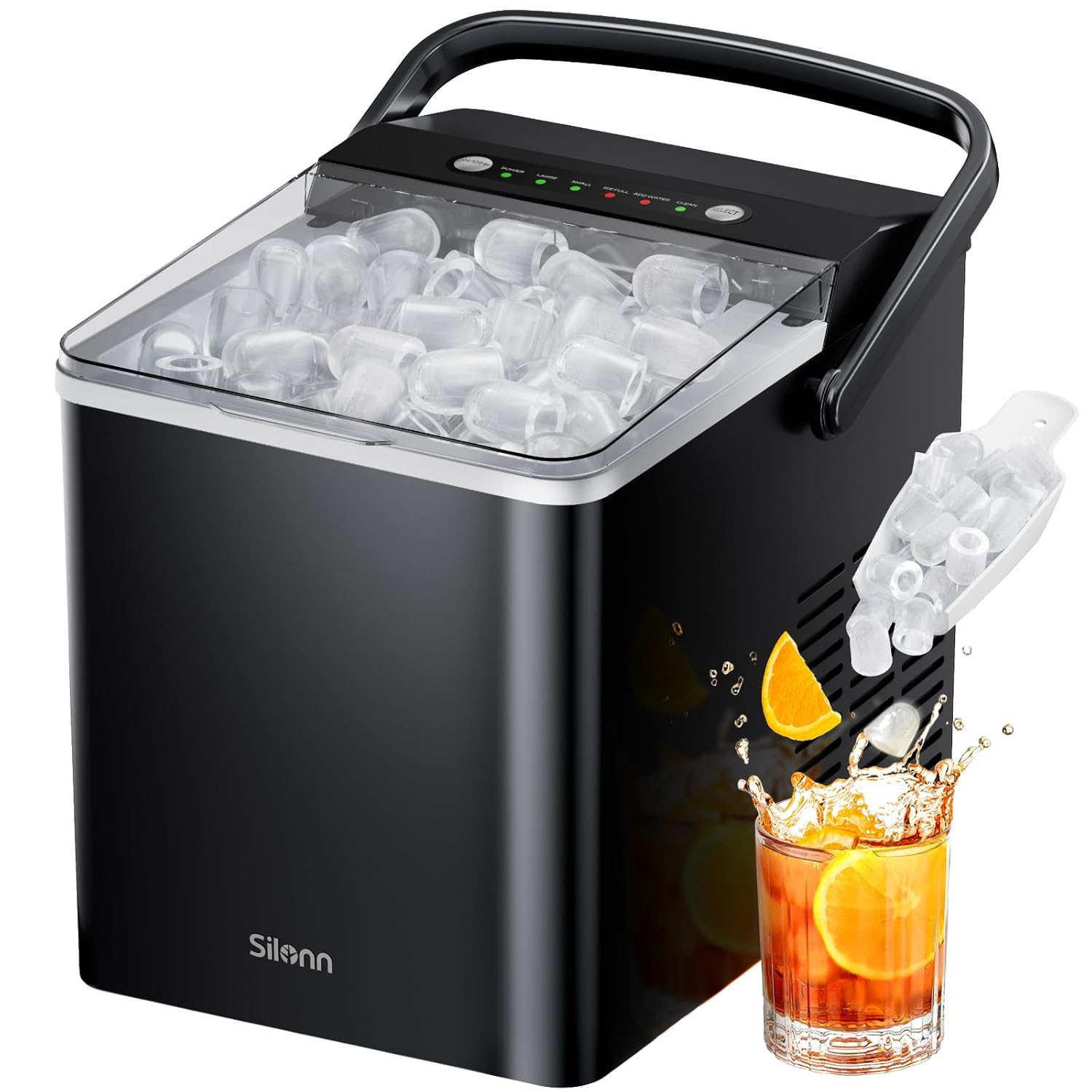 Silonn Ice Maker Countertop, Portable Ice Machine with Carry Handle, Self Cleani