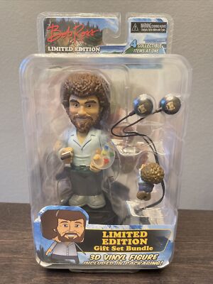NECA Bob Ross Limited Edition Gift Set Bundle 3D Vinyl Bobblehead Painter Sealed
