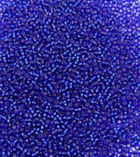 Vintage TOHO Glass Seed Beads Japan Silver Lined Matte Cobalt Blue 15/0 C32-11