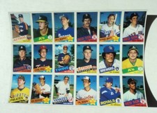 1985 Topps Baseball UNCUT Sheet Brett Ripken Berra - 