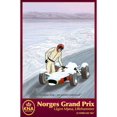 Lillehammer Norwegen Grand Prix Motorsport 1967 riesiges Wandbild Poster Druck