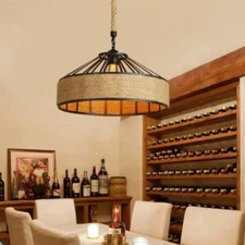 Retro Hemp Rope Pendant Light - Vintage Chandelier for Dining, Bar & Café Decor