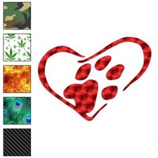 Dog Paw Print Heart Love, Vinyl Decal Sticker, 40 Patterns  3 Sizes, 1138