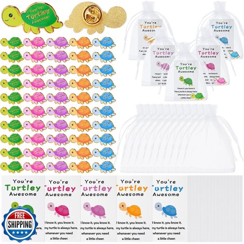 Juexica 50 Sets Employee Appreciation Gifts Bulk Positive Turtle Pins ...