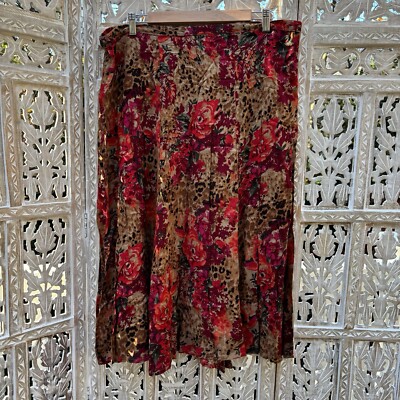 NWT White Stag Skirt Size 18 Dark Academia Animal Print Floral long midi Stretch