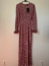 Women’s Fashion Nova Foreign Cars Sequin Maxi Dress Pink New Small