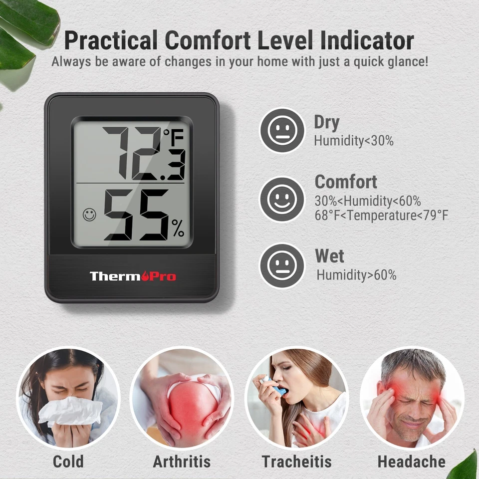2pcs ThermoPro TP49BW Thermometer Hygrometer Digital Temperature Humidity Meter - Image 2 of 4