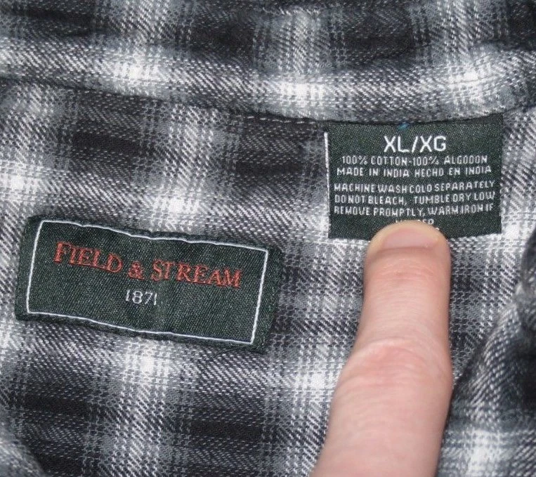 XL Field & Stream Gray Men's Cotton 2 Pocket Dress Shirt Striped X-Large 1-744 - Image 2 of 4