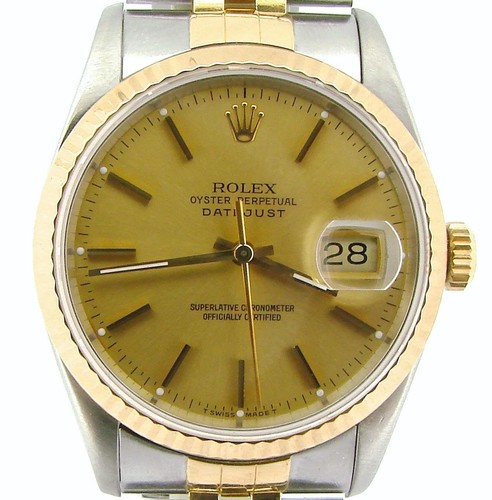 Rolex Datejust Mens 2Tone 18K Gold 