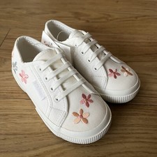 Image of Superga Kids White Multicolour Lace Up Pump Shoes UK9.5