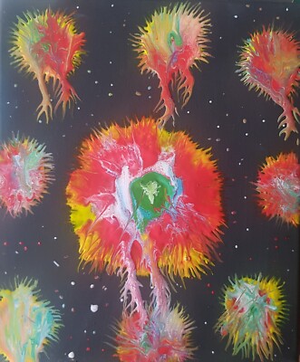 Acryl auf Leinwand Original Pour Fluid Liquid Abstrakte Kunst Gemälde
