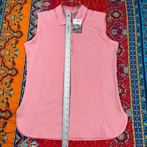 Ahead Pink Sleeveless Performance Polo Shirt M Moisture-Wicking Breathable NWT - Picture 9 of 11