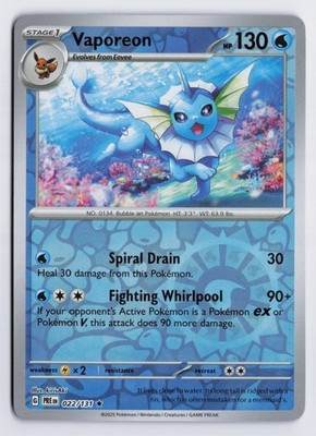 Vaporeon - PRE #022/131 SV: Prismatic Evolutions Reverse Holo NM