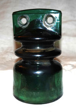 Vintage French Green Glass Electric Insulator Spook - L' Electro Verre 98